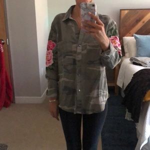 Camo embroidered button down from free people